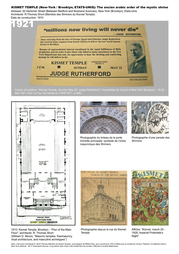 Invitation pour entendre Rutherford au Temple ma�onnique Kismet