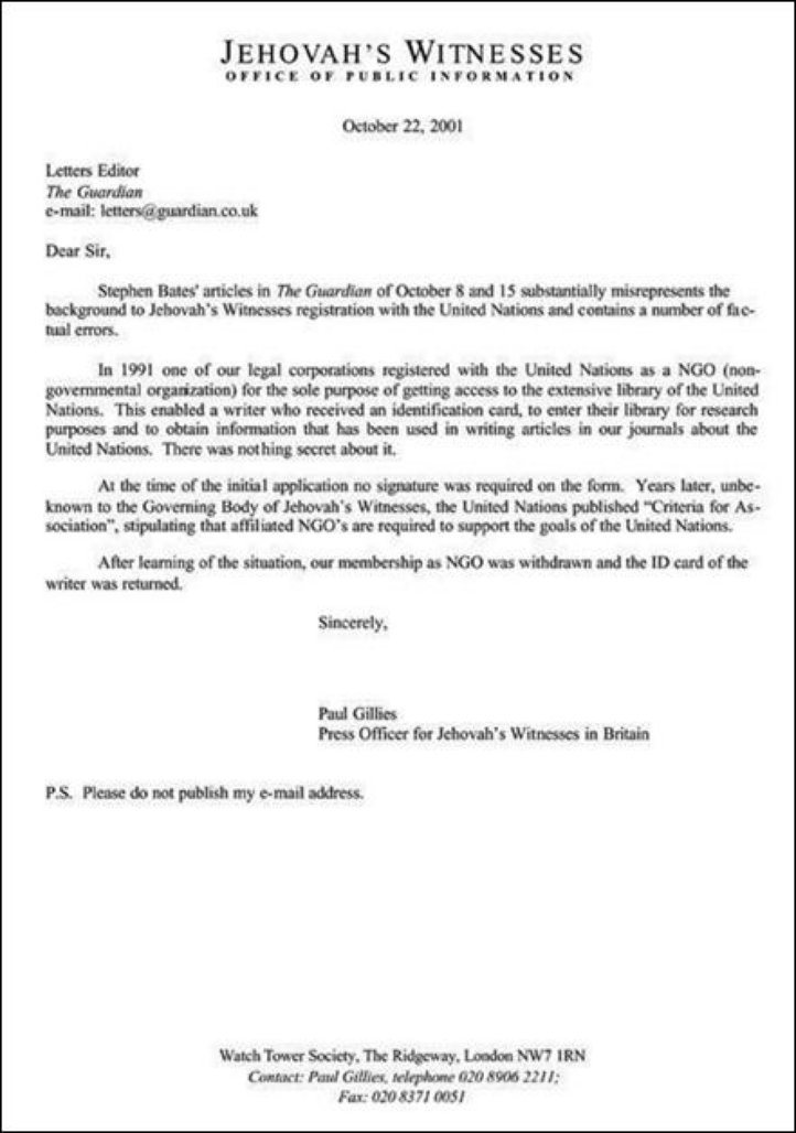 Lettre Guardian biblio ONU ONG