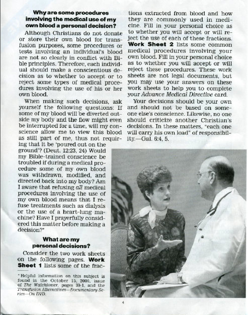 Jehovah's Witnesses, blood fractions, medical procedures 2