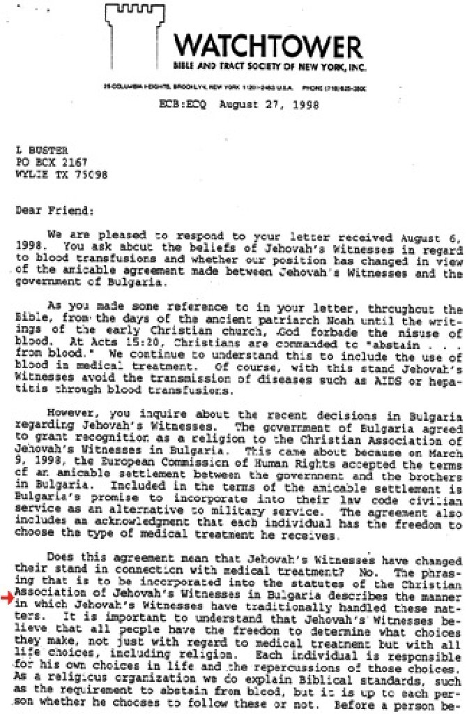 R�p. Watchtower changements Bulgarie 1
